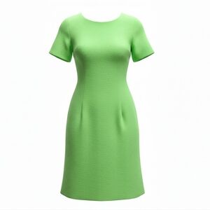 Vintage 1960's Handmade Lime Green A-Line Mod Scoop Neck Short Sleeve Dress